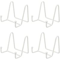 HCHLQLZ (4 Piezas Hierro Pantalla Soporte Blanco Hierro Caballete para Fotos- Platos Decorativos-Bowl-Placas- Tablets-3…